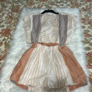 Striped Beige and Orange Romper